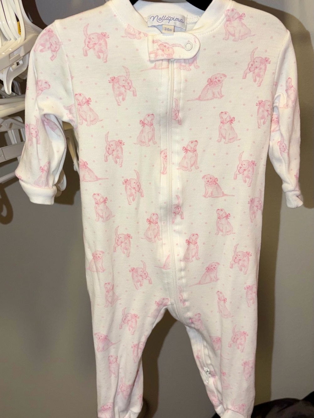 Nellapima Pink Puppy Print Baby One-Piece Sleepsuit